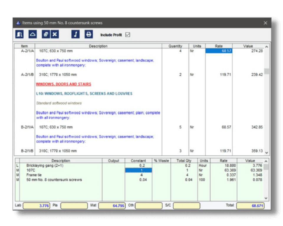 Construction estimating software 12