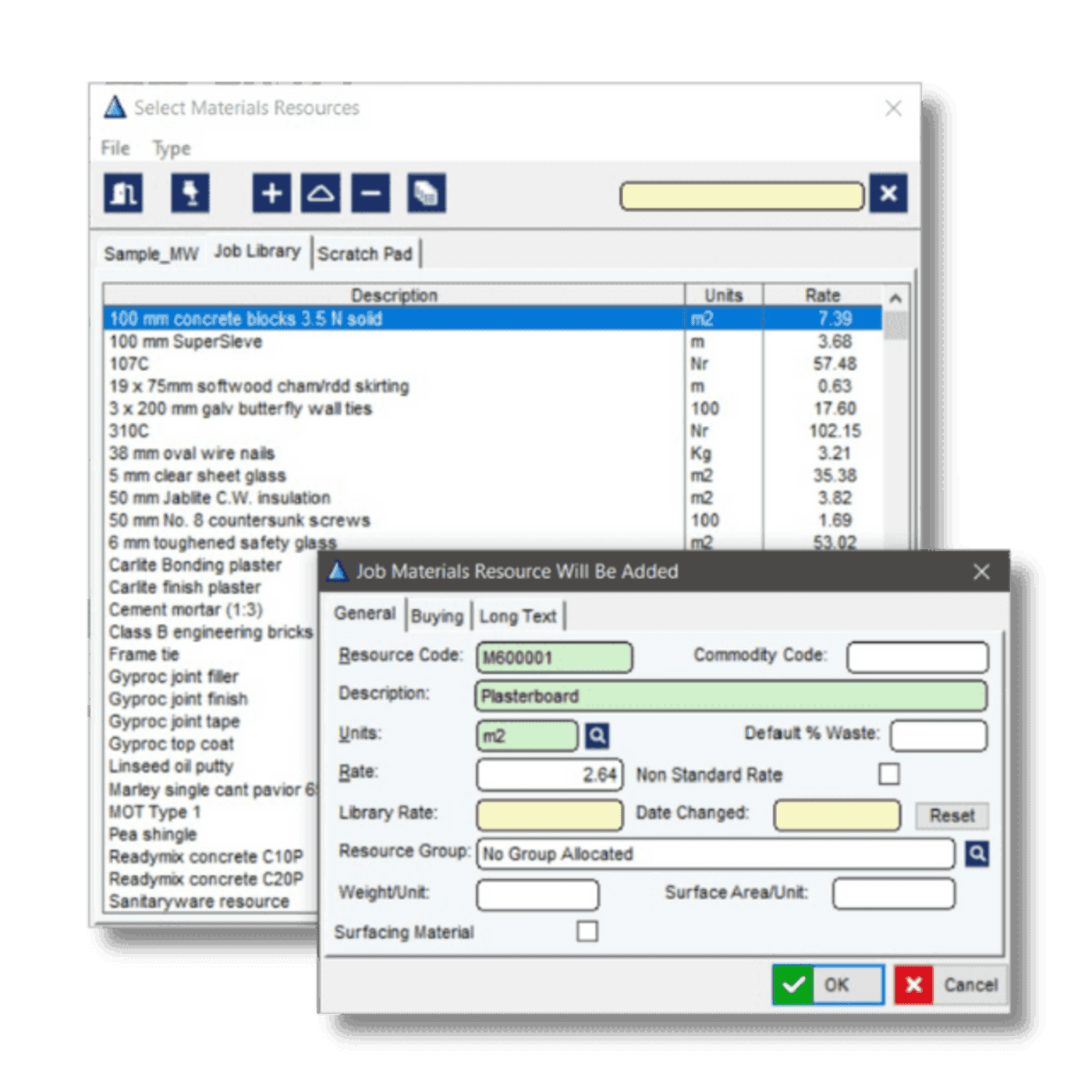 Construction estimating software